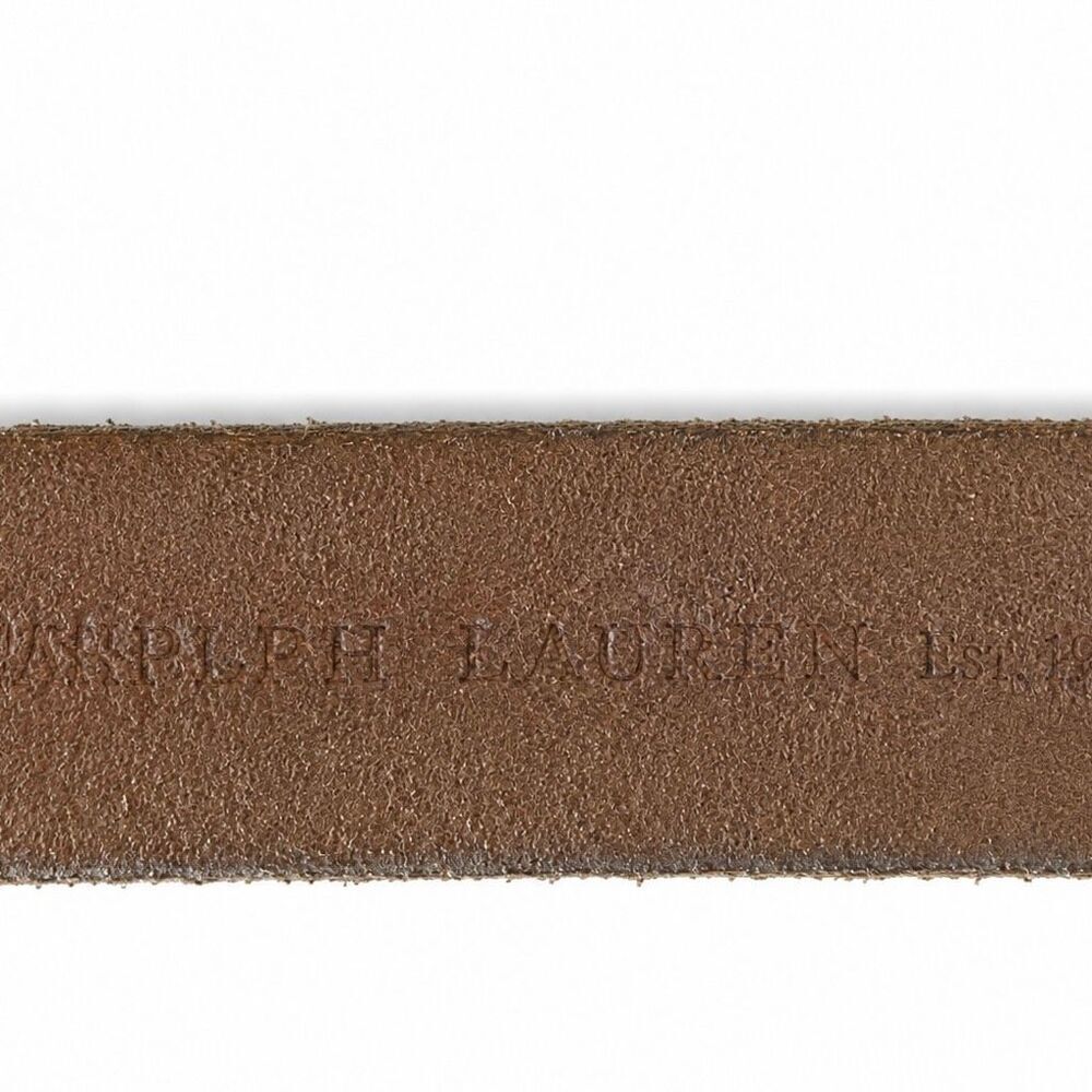 Ralph Lauren Mens Brown Leather Belt Brass Buckle Made USA XL Western Casual - Picture 6 of 6